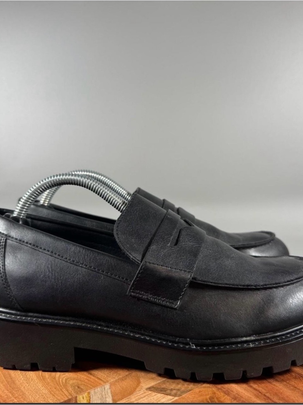 Steve Madden Black Lug-Sole Penny Loafers